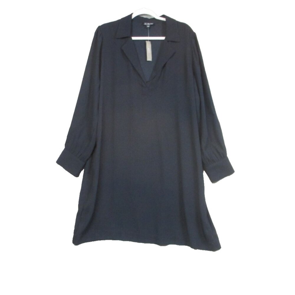 NWT J. Crew Dress Black Shirt Sheath Mid Length Long Sleeve XXL